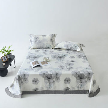 Copriletto in fibra naturale con stampa Pansy - Grigio - 2 federe - 48cm x 74cm - image 0