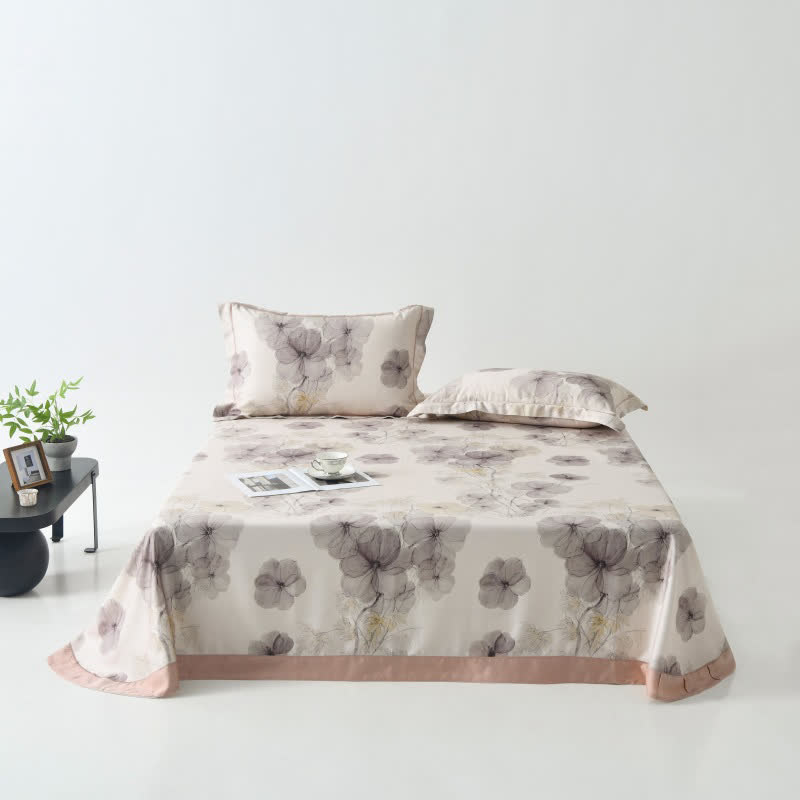 Copriletto in fibra naturale con stampa Pansy