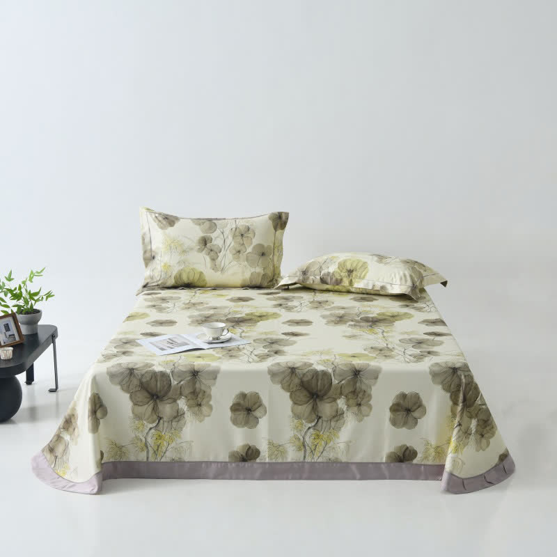 Copriletto in fibra naturale con stampa Pansy