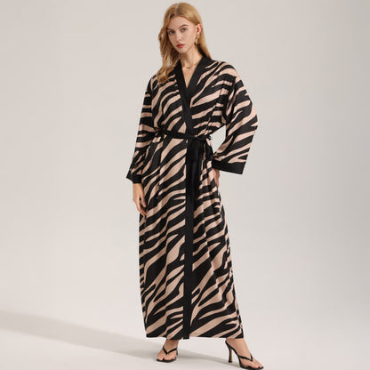 Accappatoio kimono a maniche lunghe con stampa zebra