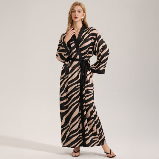 Accappatoio kimono a maniche lunghe con stampa zebra