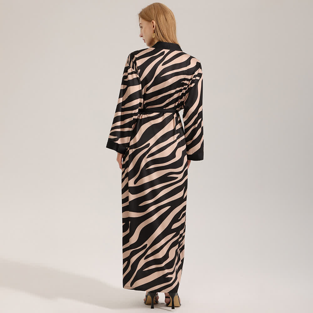 Accappatoio kimono a maniche lunghe con stampa zebra