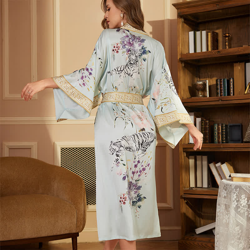 Accappatoio Kimono Floreale Orientale Tiger