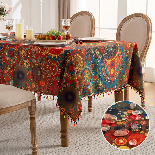 Tovaglia rettangolare impermeabile con mandala brillante