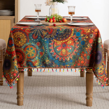 Tovaglia rettangolare impermeabile con mandala brillante