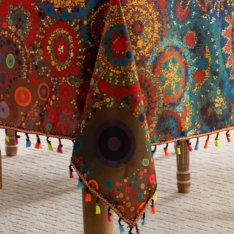 Tovaglia rettangolare impermeabile con mandala brillante