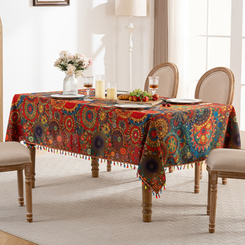 Tovaglia rettangolare impermeabile con mandala brillante