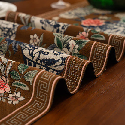 Runner da tavolo con nappa in vaso floreale jacquard