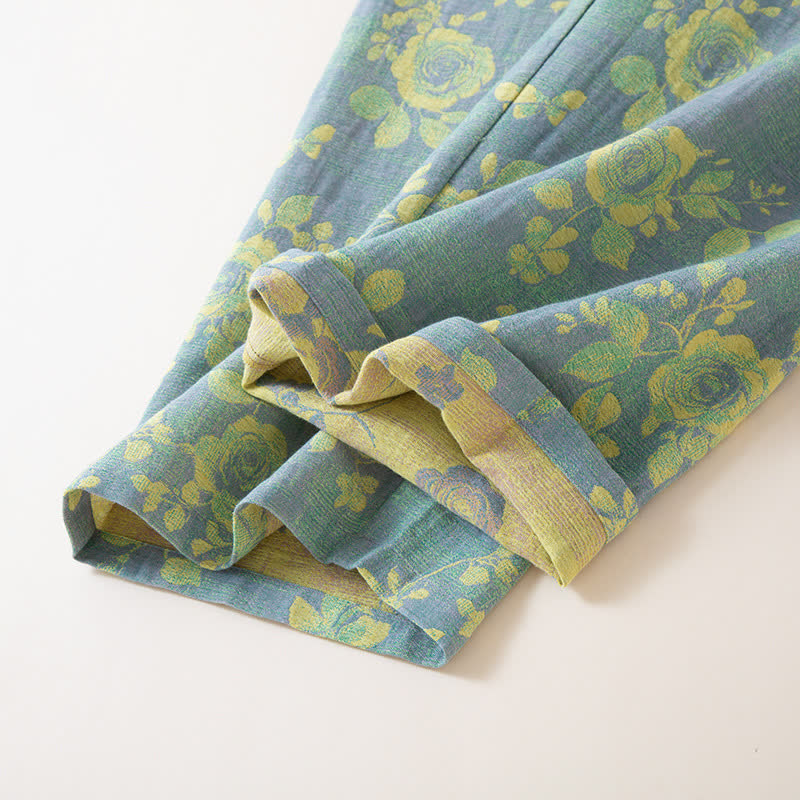 Completo da notte in garza di cotone jacquard rosa