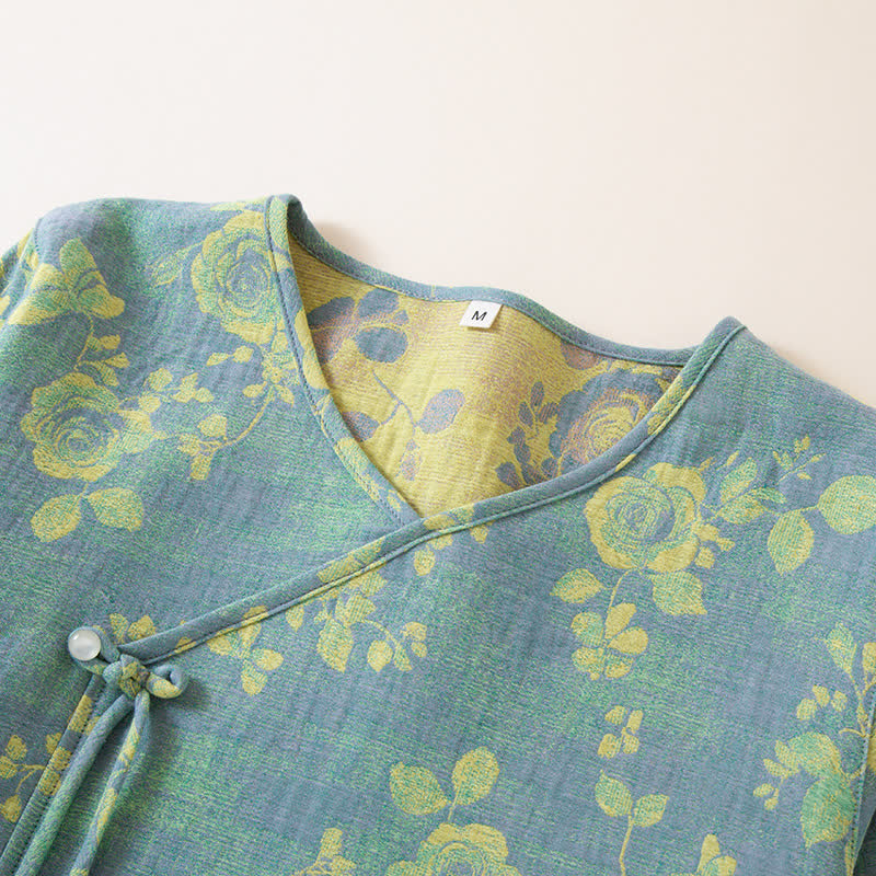Completo da notte in garza di cotone jacquard rosa