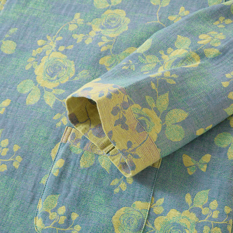 Completo da notte in garza di cotone jacquard rosa