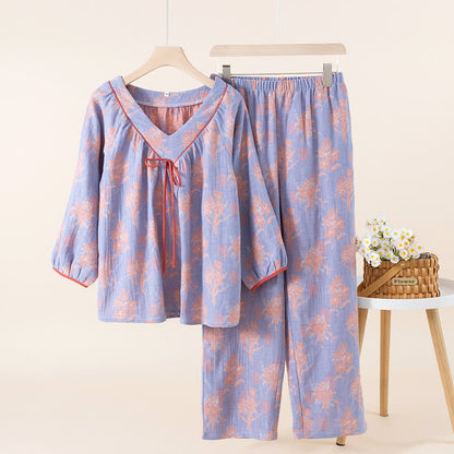 Set da notte in garza di cotone Oriental Lily
