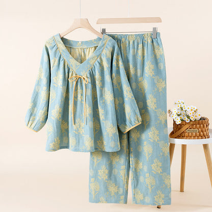 Set da notte in garza di cotone Oriental Lily