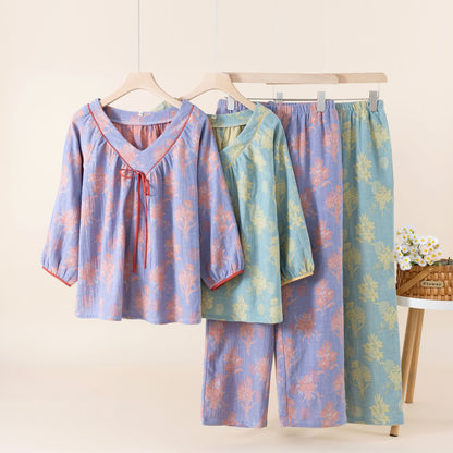 Set da notte in garza di cotone Oriental Lily