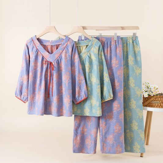 Set da notte in garza di cotone Oriental Lily