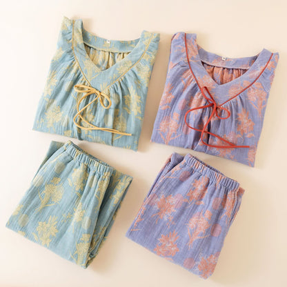 Set da notte in garza di cotone Oriental Lily