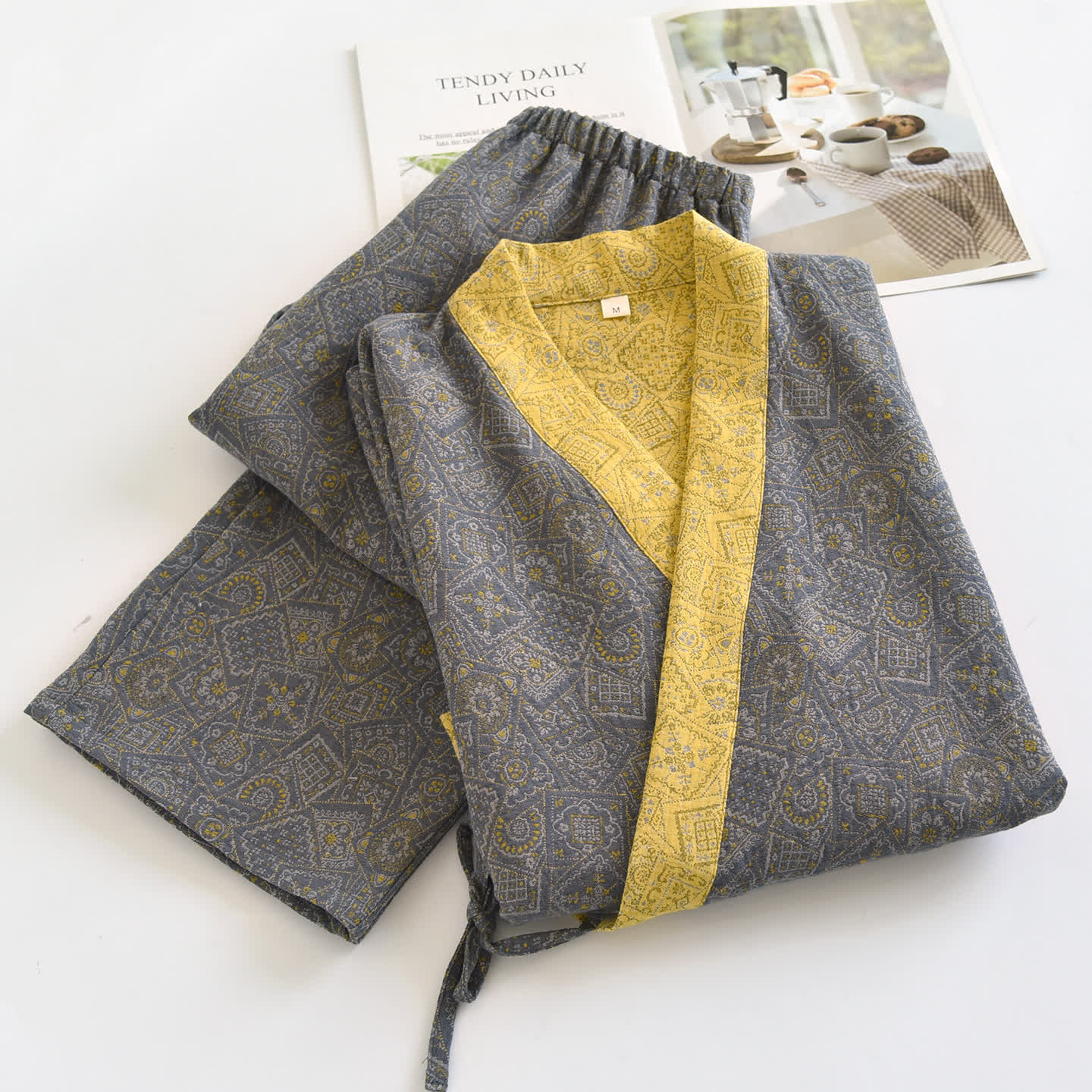 Pigiama unisex con kimono geometrico giapponese - image 2