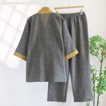 Pigiama unisex con kimono geometrico giapponese - image 1