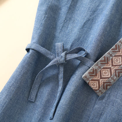 Pigiama Kimono Solido con Colletto Geometrico