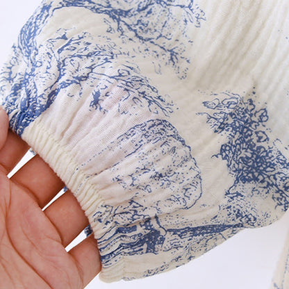 Camicia da notte in garza di cotone con stampa toile