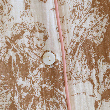 Loungewear in garza di cotone con stampa toile de chine lavata