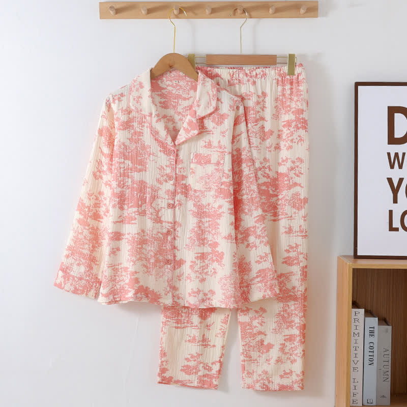 Completo da notte in garza di cotone Scenic Toile
