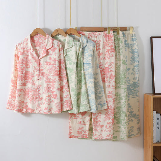 Completo da notte in garza di cotone Scenic Toile