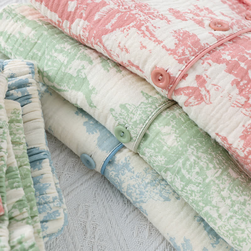 Completo da notte in garza di cotone Scenic Toile