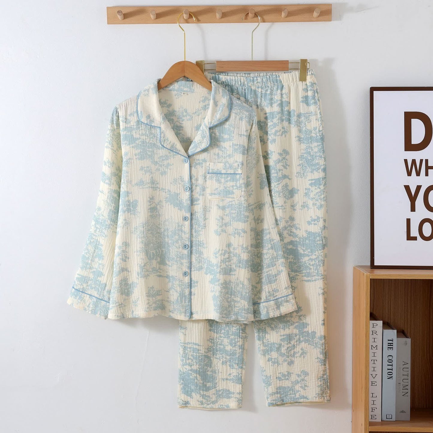 Completo da notte in garza di cotone Scenic Toile