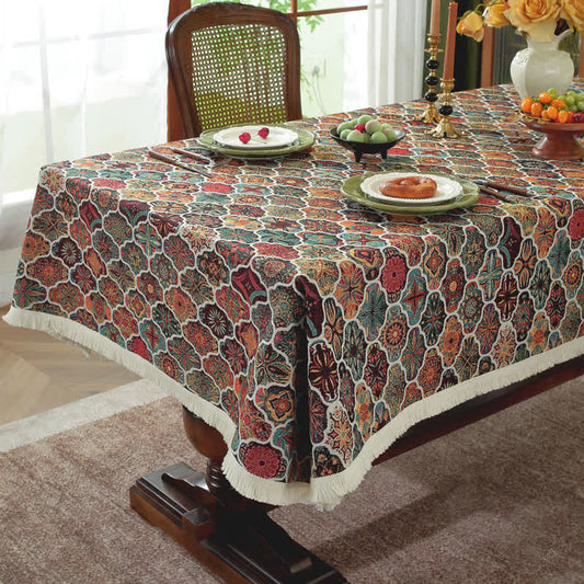 Tovaglia rettangolare con nappa marocchina jacquard