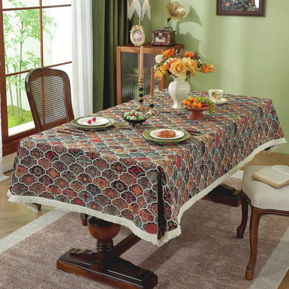 Tovaglia rettangolare con nappa marocchina jacquard