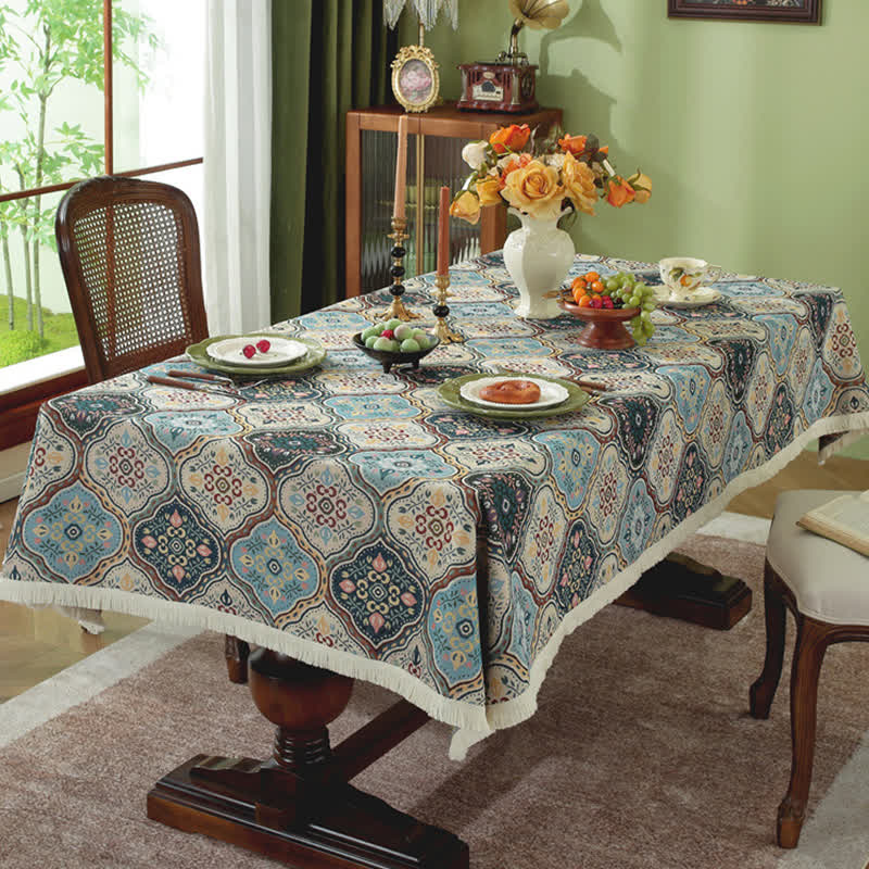 Tovaglia rettangolare antirughe con nappe