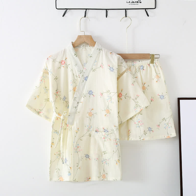 Vestaglia da casa in kimono di garza di cotone floreale