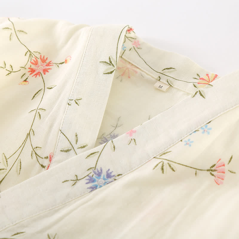 Vestaglia da casa in kimono di garza di cotone floreale
