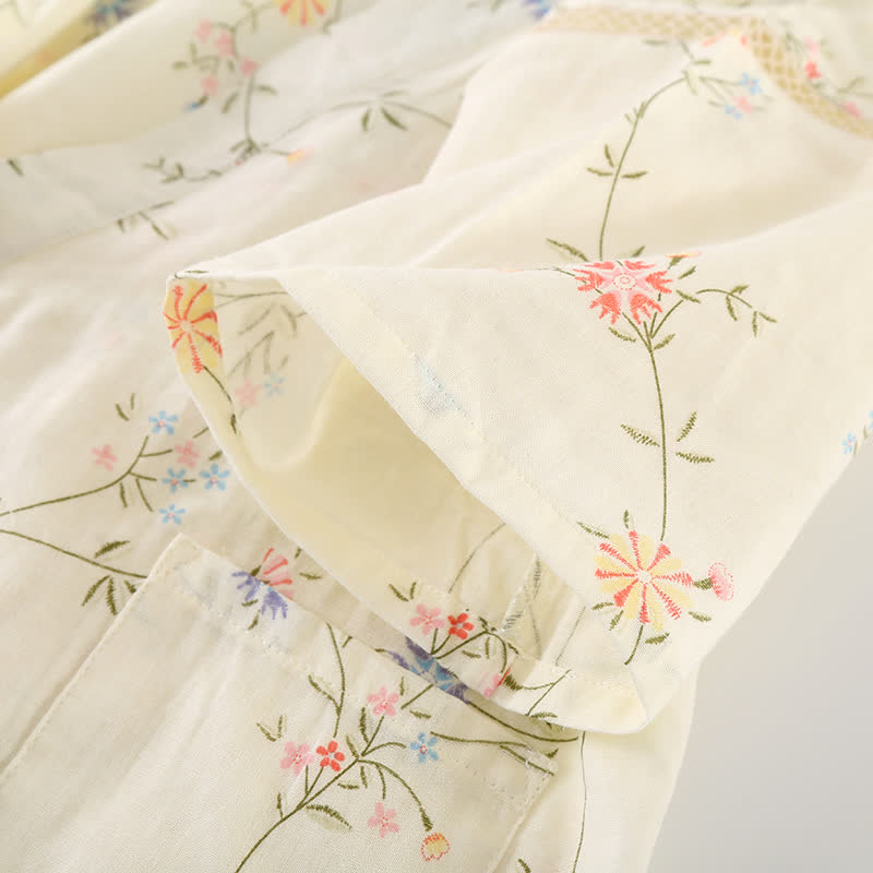 Vestaglia da casa in kimono di garza di cotone floreale