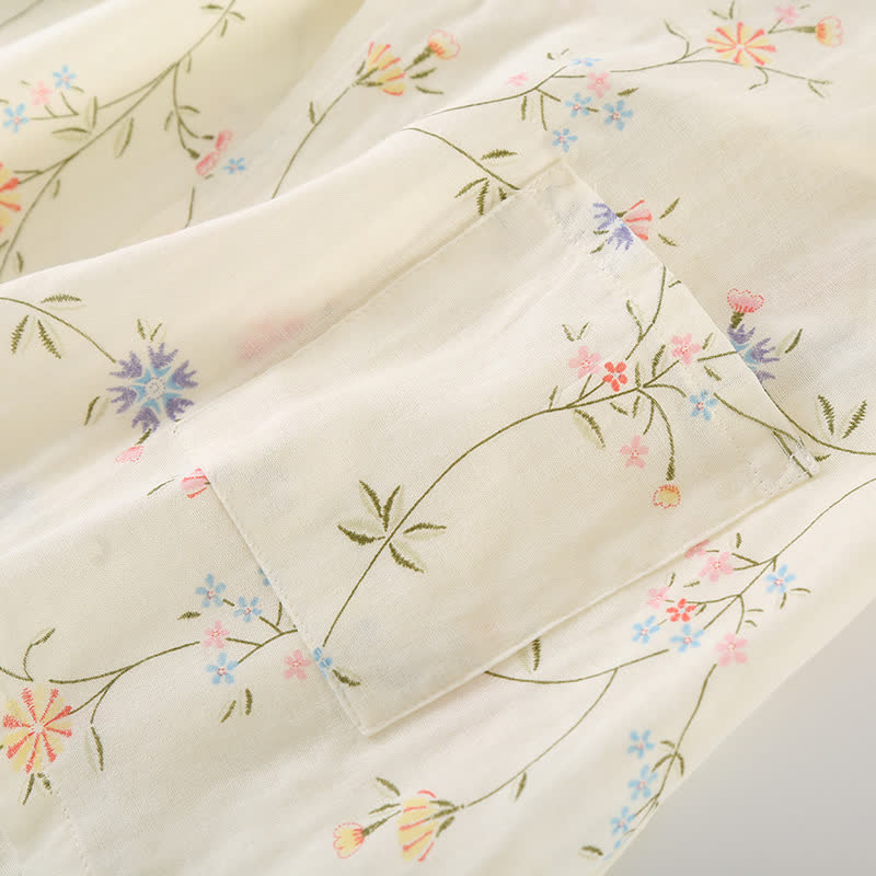 Vestaglia da casa in kimono di garza di cotone floreale