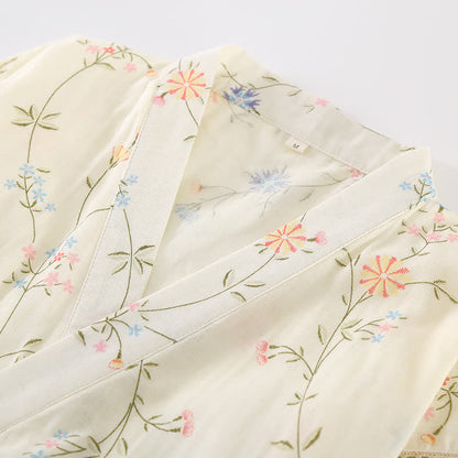 Vestaglia da casa in kimono di garza di cotone floreale