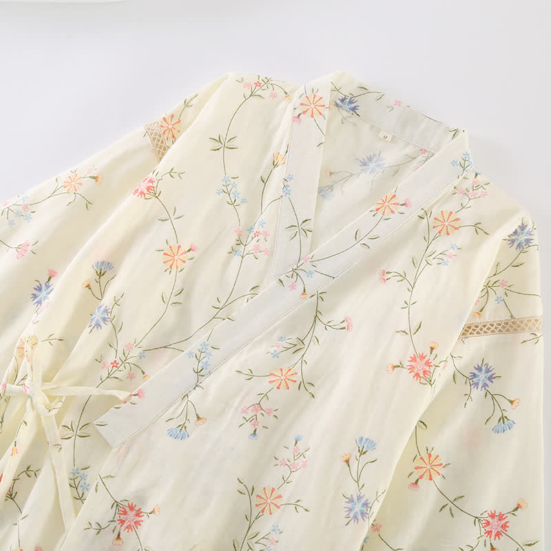 Vestaglia da casa in kimono di garza di cotone floreale