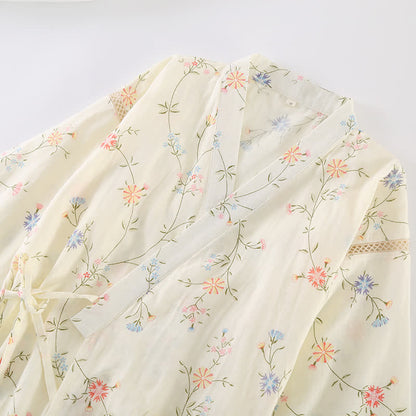 Vestaglia da casa in kimono di garza di cotone floreale