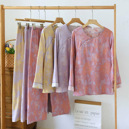Set da notte in cotone jacquard Oriental Hostas