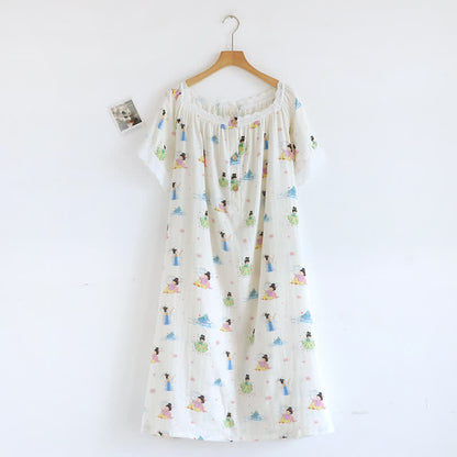 Camicia da notte in pizzo di cotone con principessa dei cartoni animati orientali