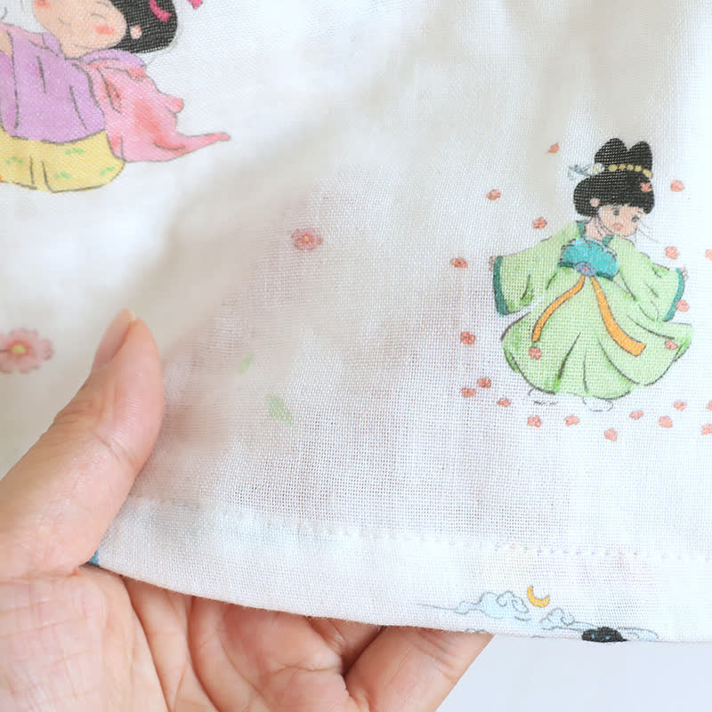 Camicia da notte in pizzo di cotone con principessa dei cartoni animati orientali