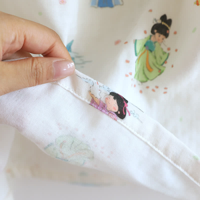 Camicia da notte in pizzo di cotone con principessa dei cartoni animati orientali