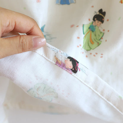 Camicia da notte in pizzo di cotone con principessa dei cartoni animati orientali