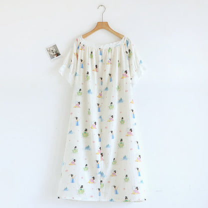 Camicia da notte in pizzo di cotone con principessa dei cartoni animati orientali