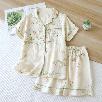 Set pigiama in cotone con stampa di farfalle e foglie - XL - image 0