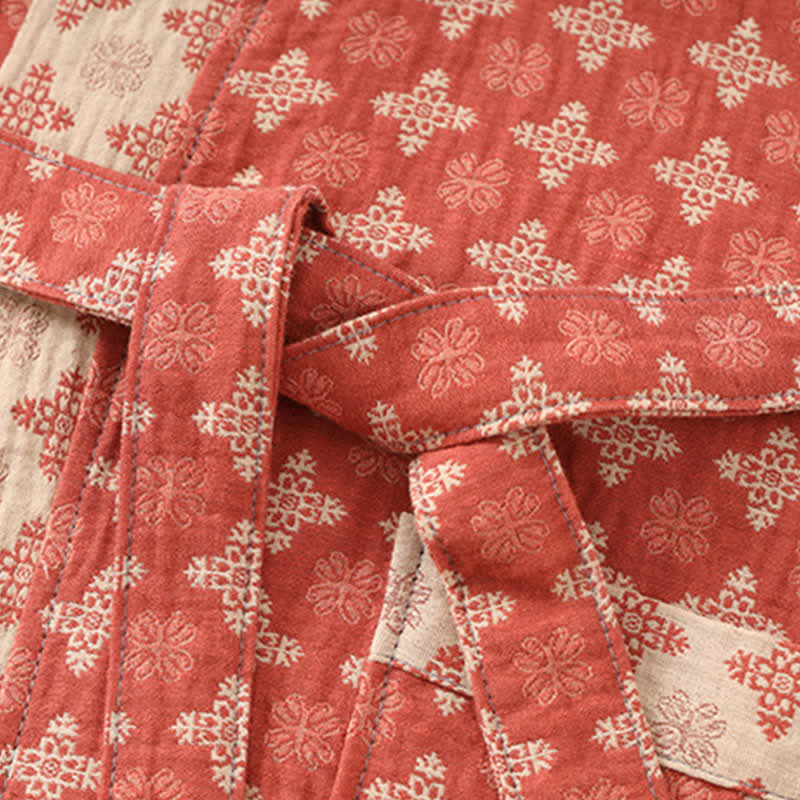 Kimono unisex in cotone geometrico rosso da casa - image 4