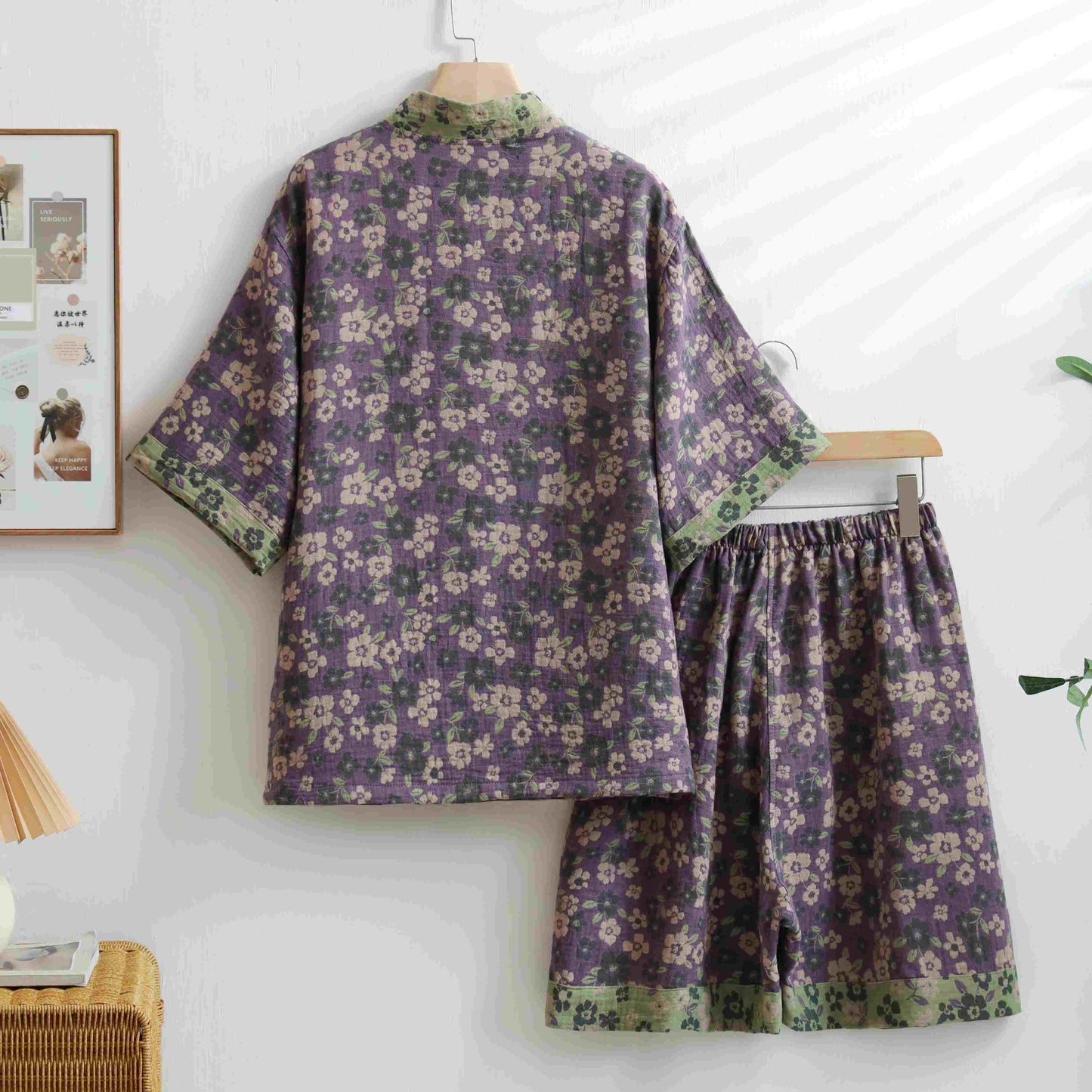 Kimono unisex in cotone con fiori di ciliegio
