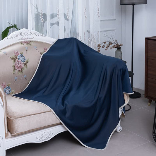 Coperta reversibile in pile e seta ghiacciata