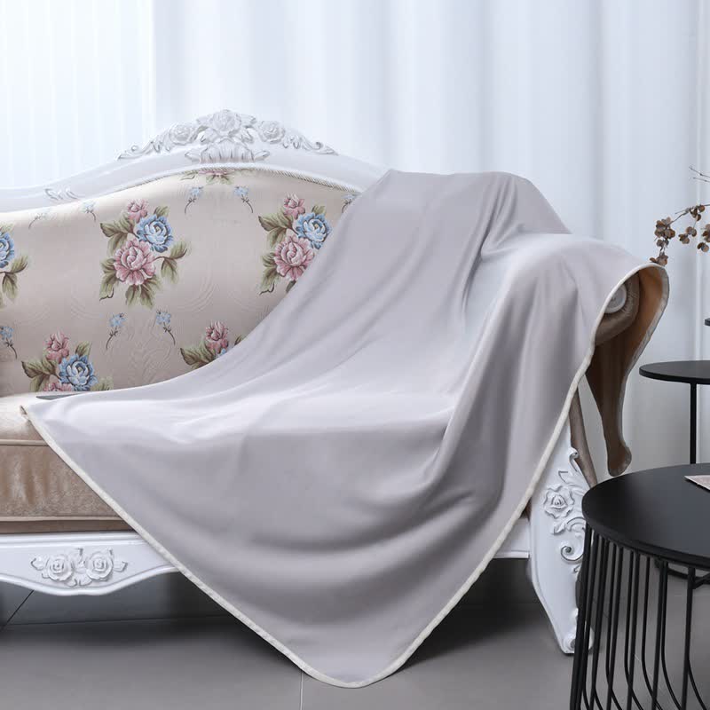 Coperta reversibile in pile e seta ghiacciata